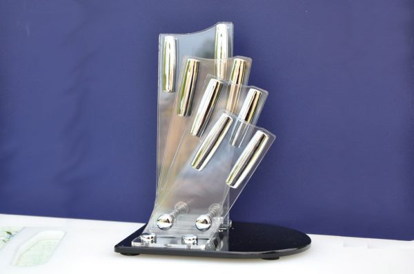 Portacoltelli in plexiglass per 4 coltelli